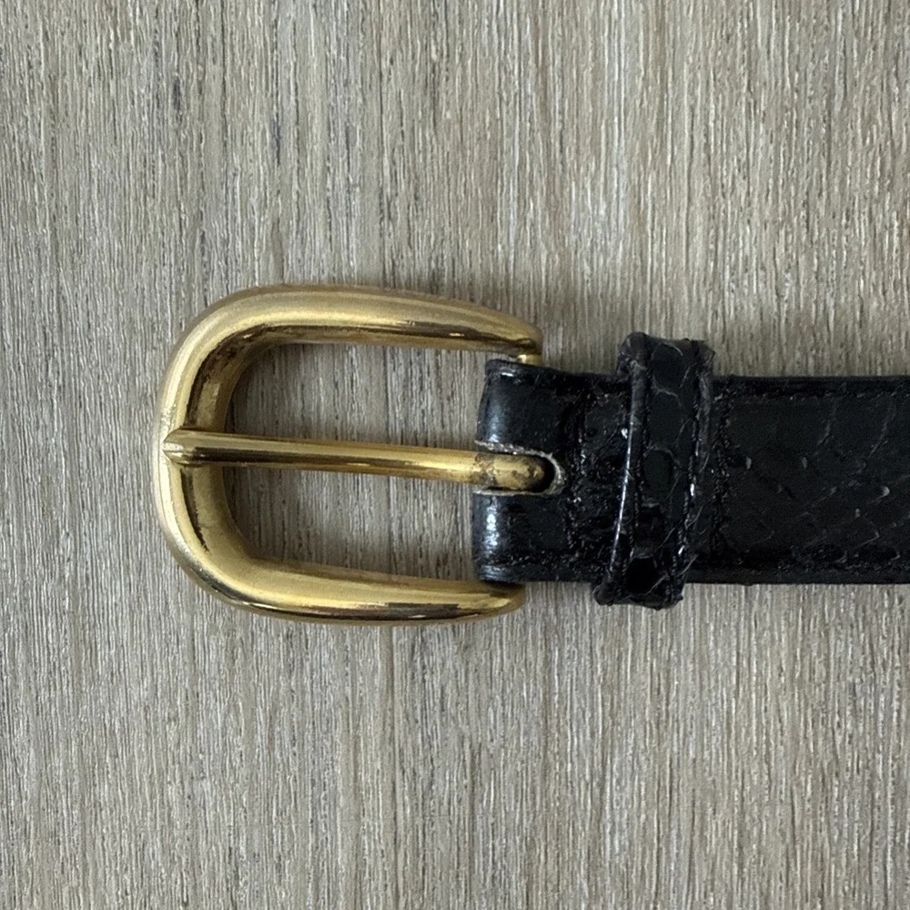 Men's Black Genuine Snakeskin Belt With Brass Buckle 46